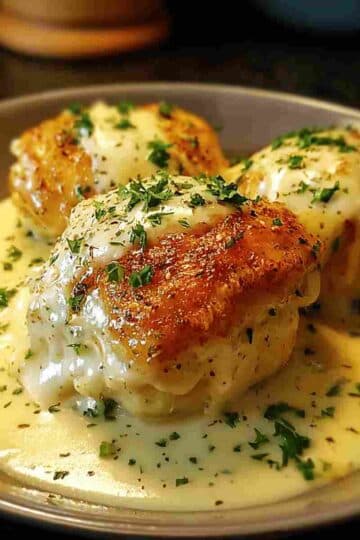 Chicken Pillows with Creamy Parmesan Sauce