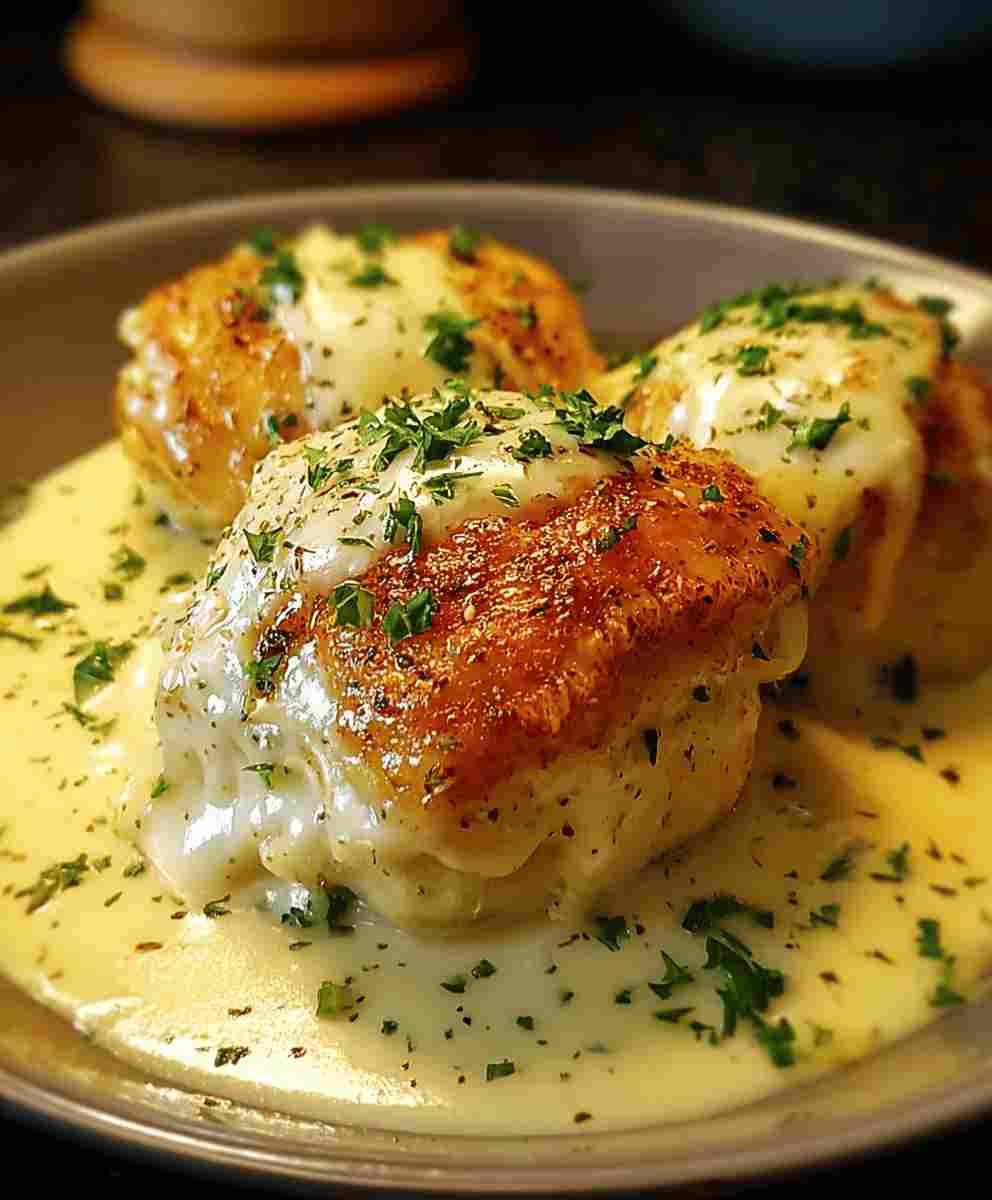 Chicken Pillows with Creamy Parmesan Sauce