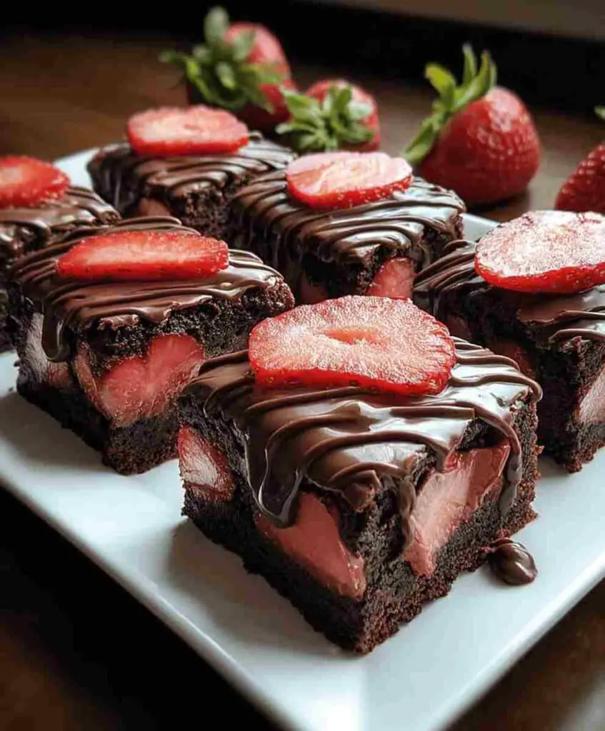 Chocolate Covered Strawberry Brownies