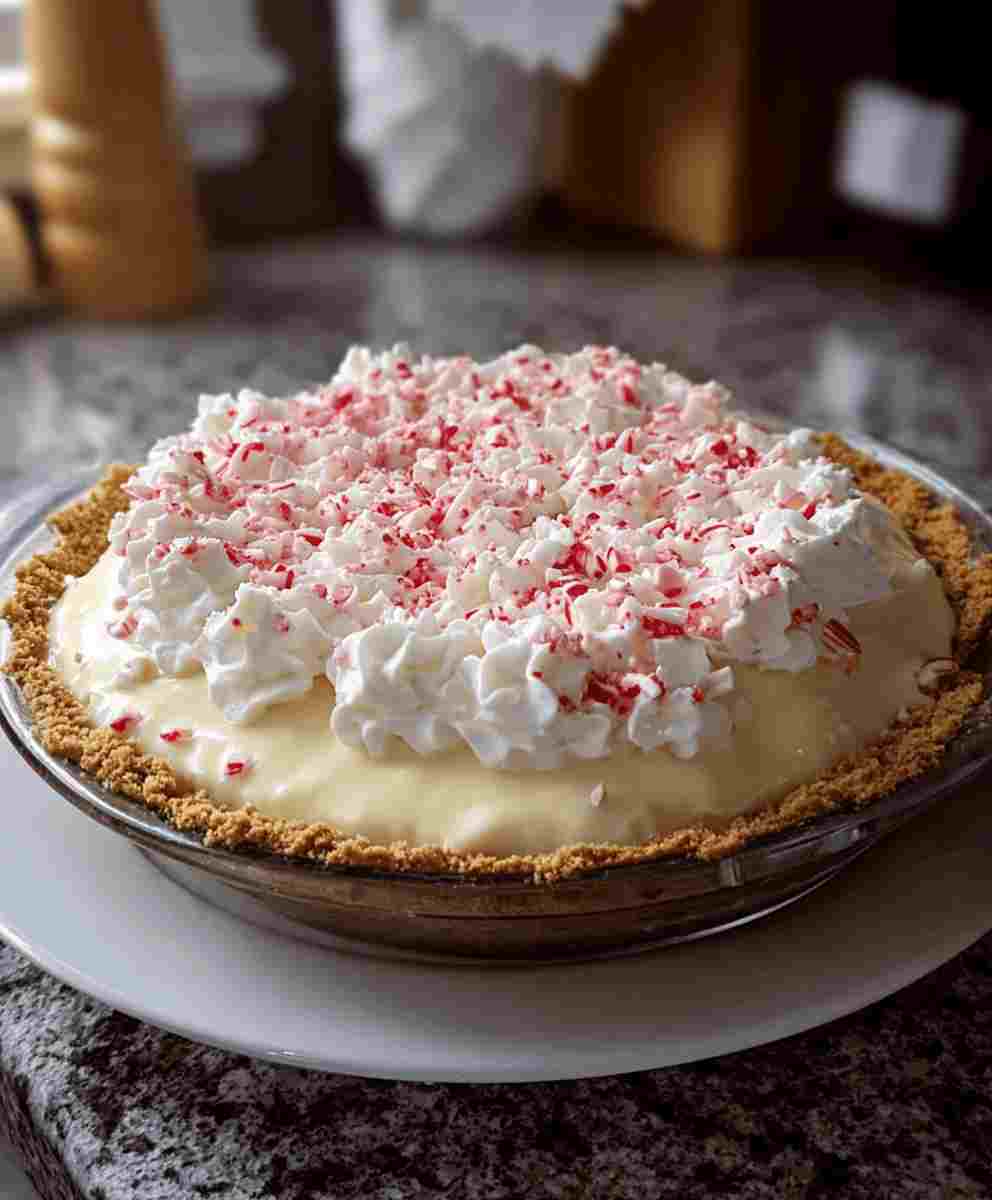 White Chocolate Peppermint Cream Pie