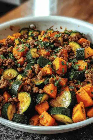 Ground Beef Zucchini Sweet Potato Skillet