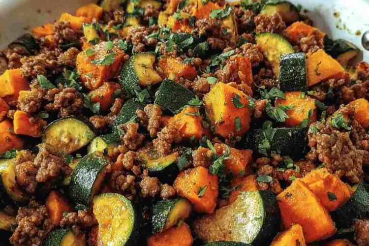 Ground Beef Zucchini Sweet Potato Skillet