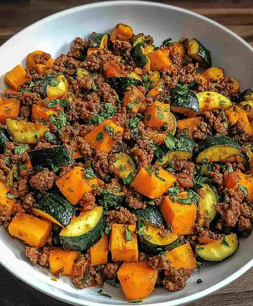 Ground Beef Zucchini Sweet Potato Skillet