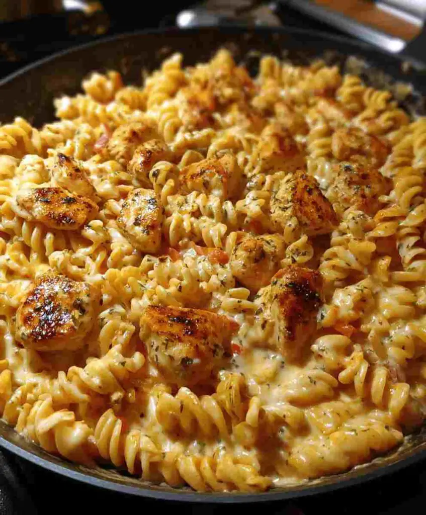Cheesy Cajun Garlic Chicken Rotini Skillet