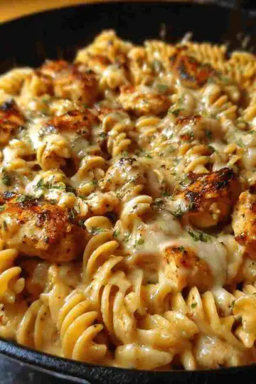 Cheesy Cajun Garlic Chicken Rotini Skillet