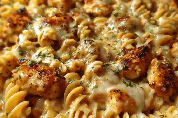Cheesy Cajun Garlic Chicken Rotini Skillet