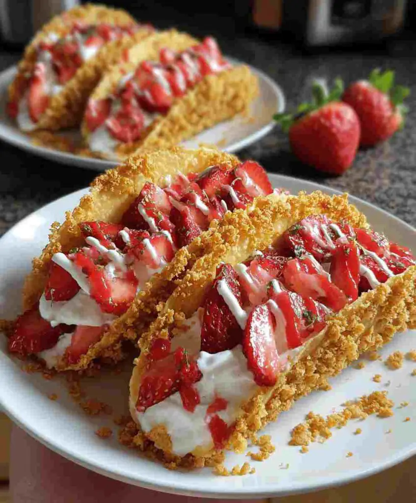 Strawberry Crunch Cheesecake Tacos