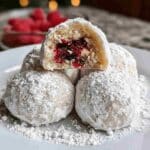 Raspberry Almond Snowball Cookies