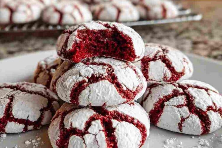 Easy Red Velvet Crinkle Cookies