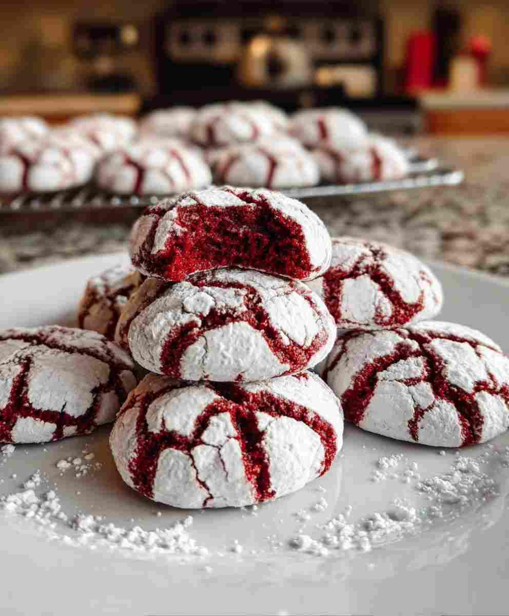 Easy Red Velvet Crinkle Cookies