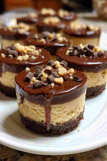 Chocolate Peanut Butter Mini Cheesecakes