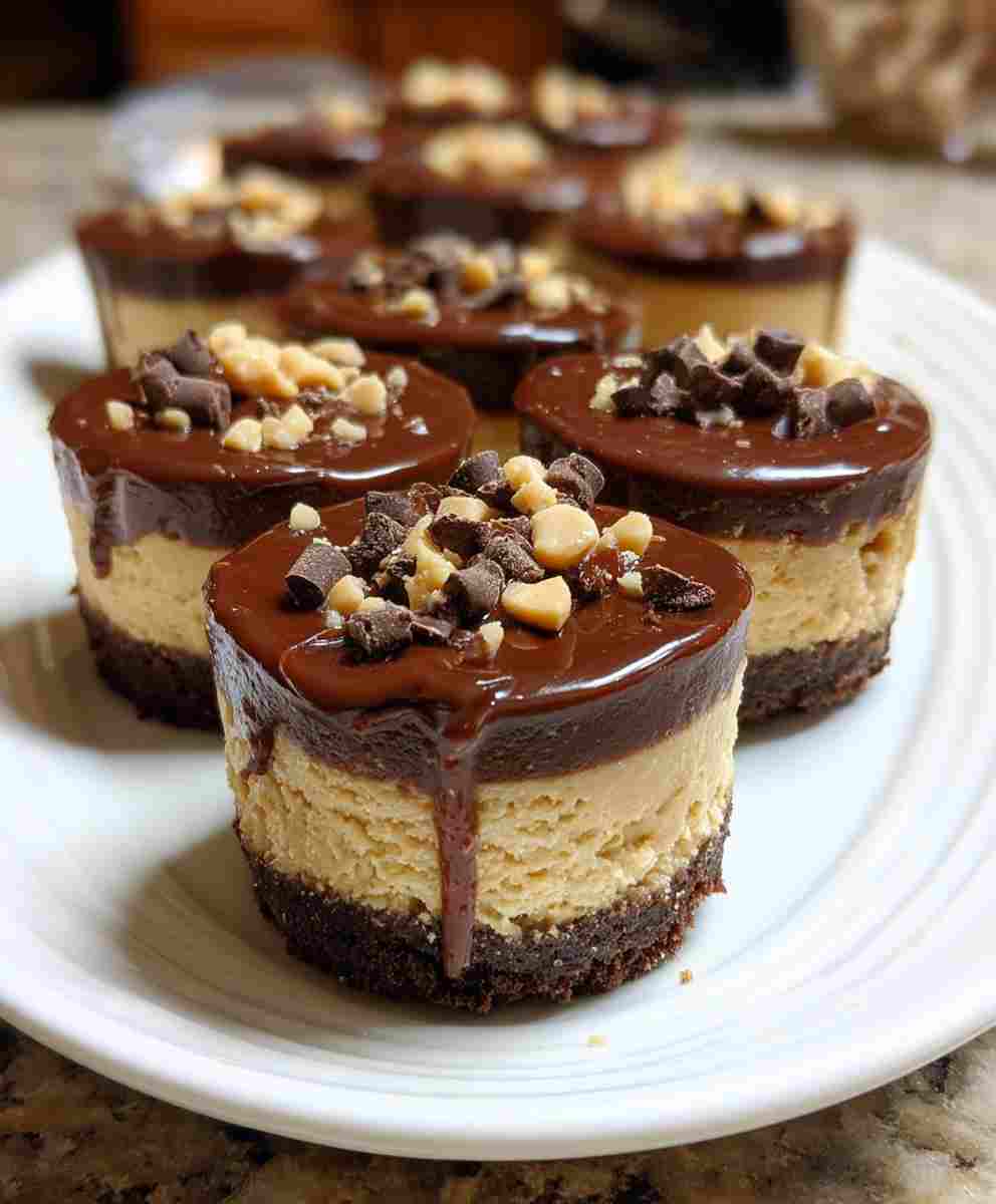 Chocolate Peanut Butter Mini Cheesecakes