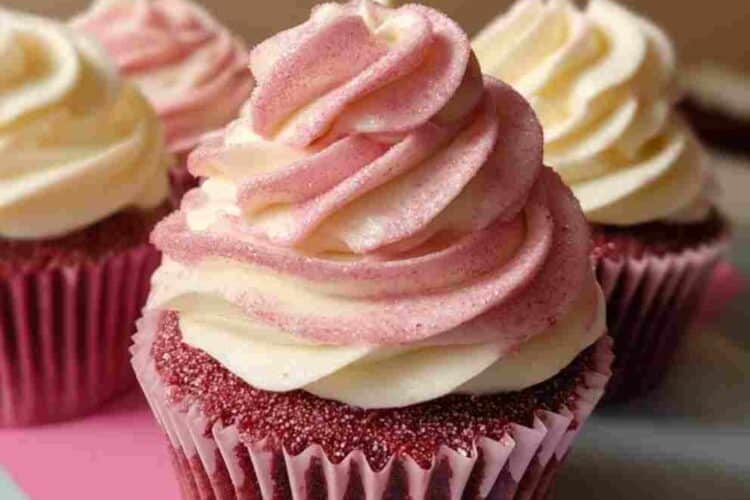 Pink Velvet Cupcakes with Vanilla Buttercream Frosting