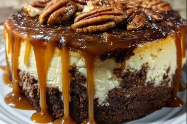 Caramel Pecan Brownie Cheesecake
