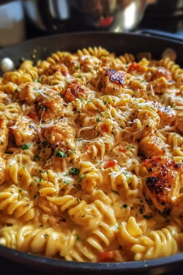 Cheesy Cajun Garlic Chicken Rotini Skillet