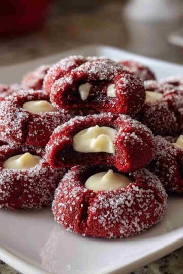 Red Velvet Thumbprint Cookies