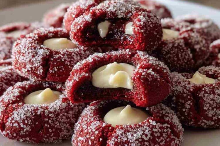 Red Velvet Thumbprint Cookies
