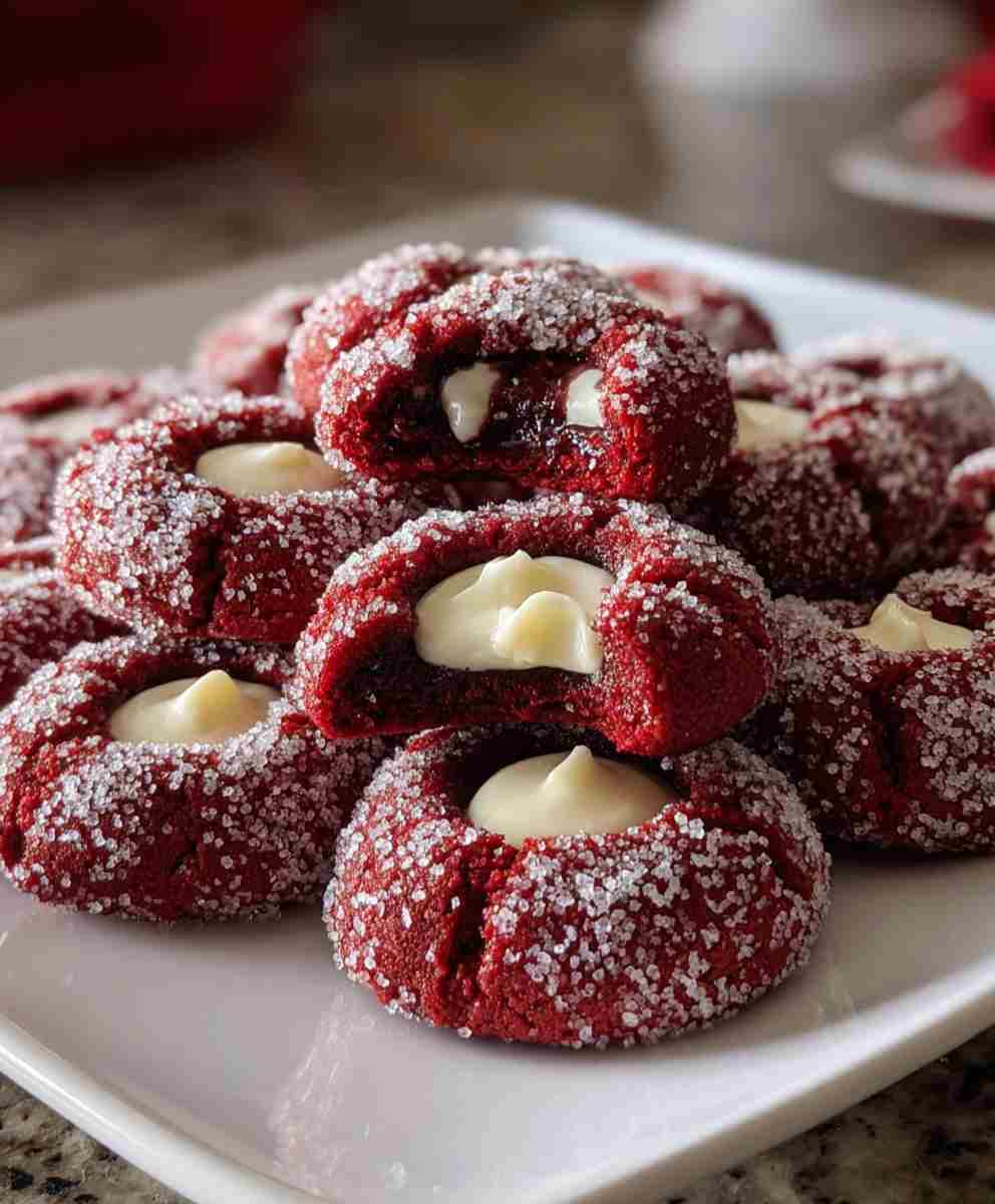 Red Velvet Thumbprint Cookies