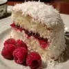 Raspberry Coconut Snowball Cake