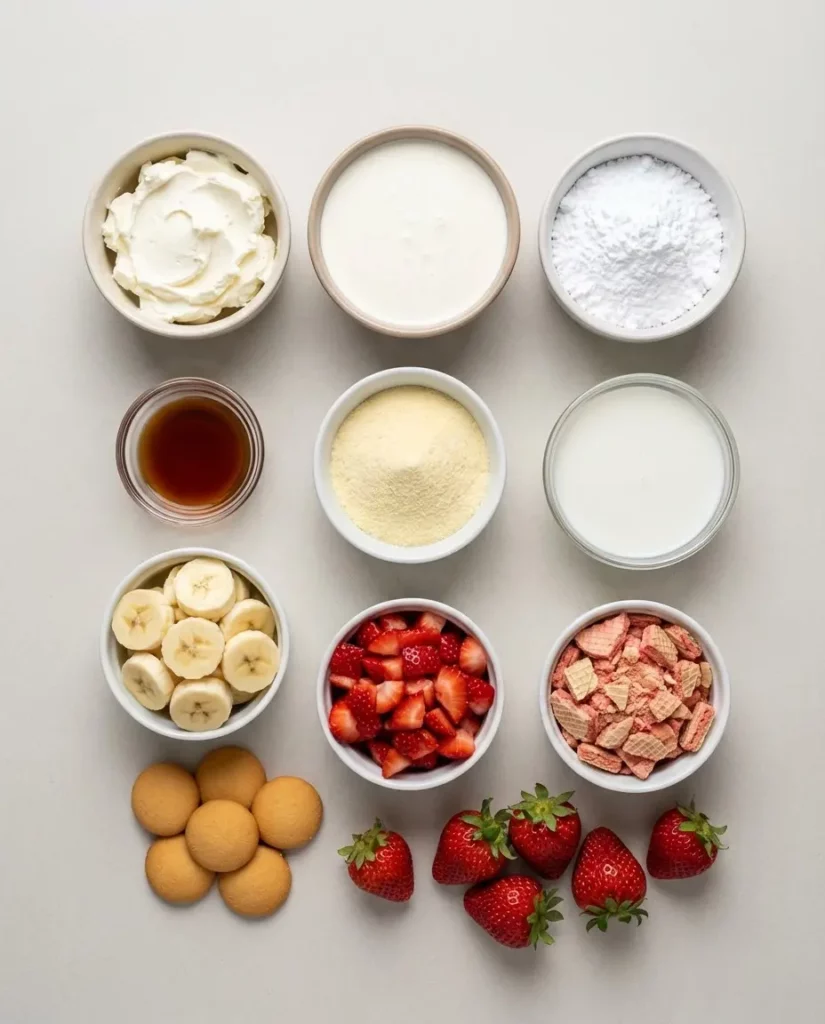 Strawberry Cheesecake Banana Pudding ingredients