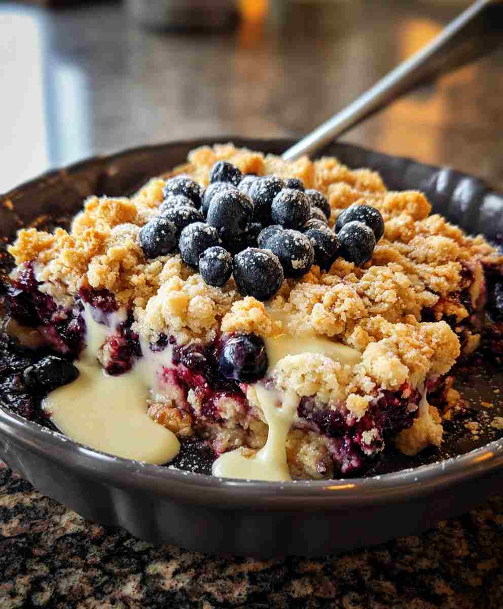 Blueberry Cream Cheese Crumble Dump Cake