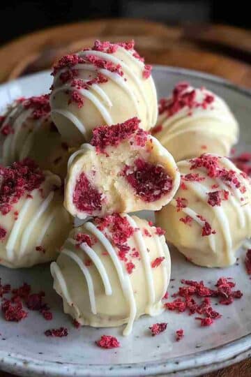 White Chocolate Raspberry Cheesecake Balls