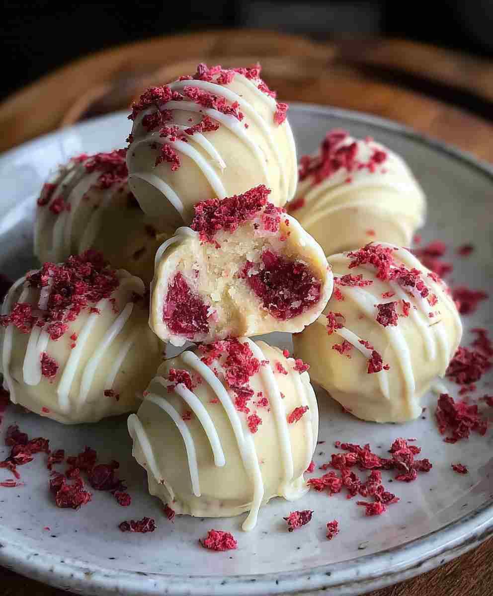 White Chocolate Raspberry Cheesecake Balls